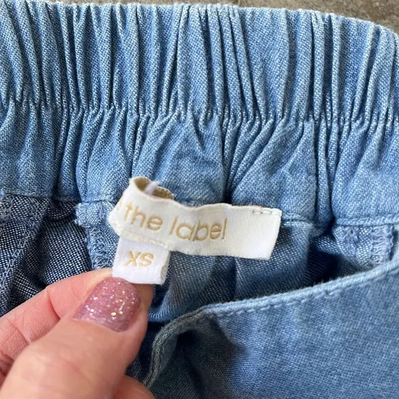 💙 Love The Label Anthropologie Denim Midi Skirt Size XS Colorblock Denim Cotton