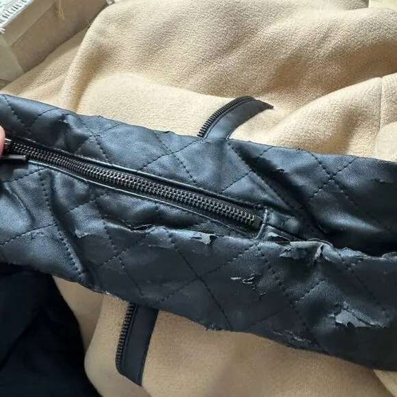 🦋 ZARA Camel Brown Coat Quilted Leather Sleeves XS
