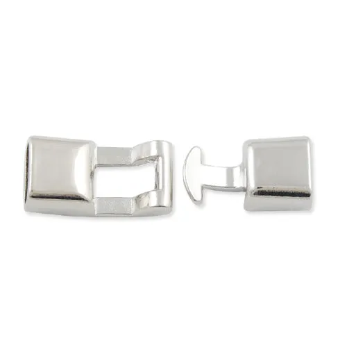 10 Sets Silver Large Oval End Cap Clasp Closure Fastener for Leather Cord 35mm x 12mm ( inside 10mm x 5mm diameter )