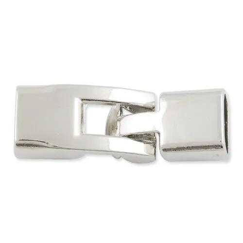 10 Sets Silver Large Oval End Cap Clasp Closure Fastener for Leather Cord 35mm x 12mm ( inside 10mm x 5mm diameter )
