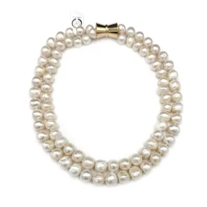 101-01-G | WHITE BAM BAM DOUBLE STRAND (ON GOLD)