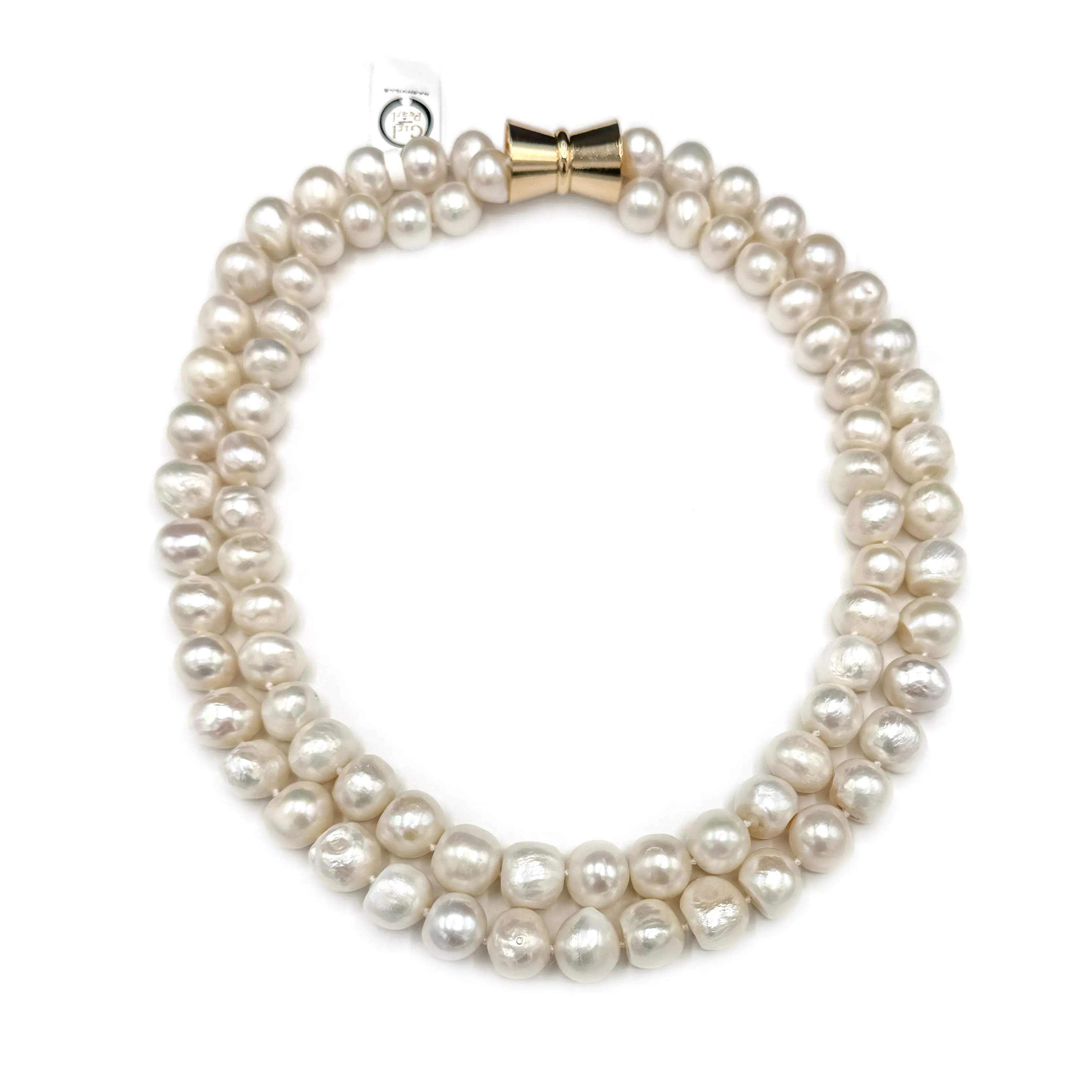101-01-G | WHITE BAM BAM DOUBLE STRAND (ON GOLD)