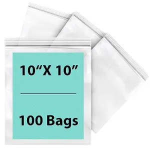 10X10 inches Reclosable Single Line Zipper Poly Bags 2 Mil (LDPE)