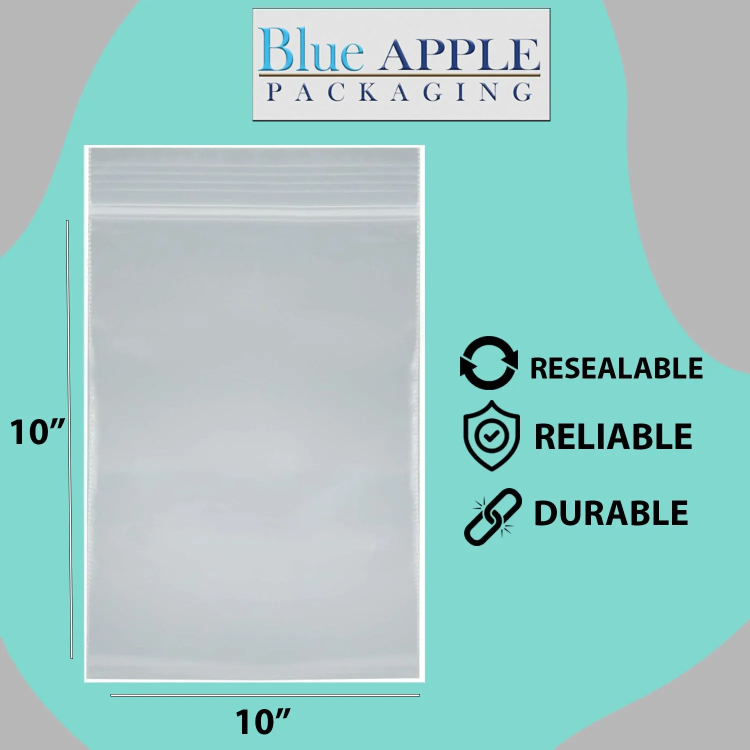 10X10 inches Reclosable Single Line Zipper Poly Bags 2 Mil (LDPE)