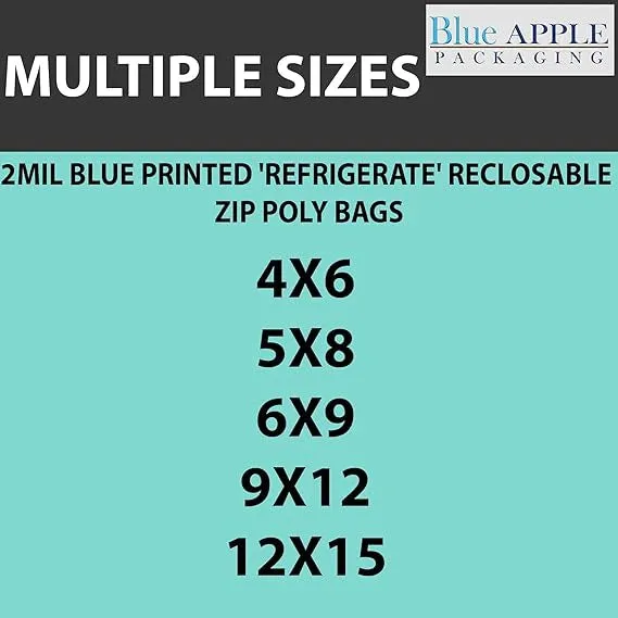 12X15 inches Refrigerator Bags (Printed) 2 Mil Zipper Reclosable for Pharmacy