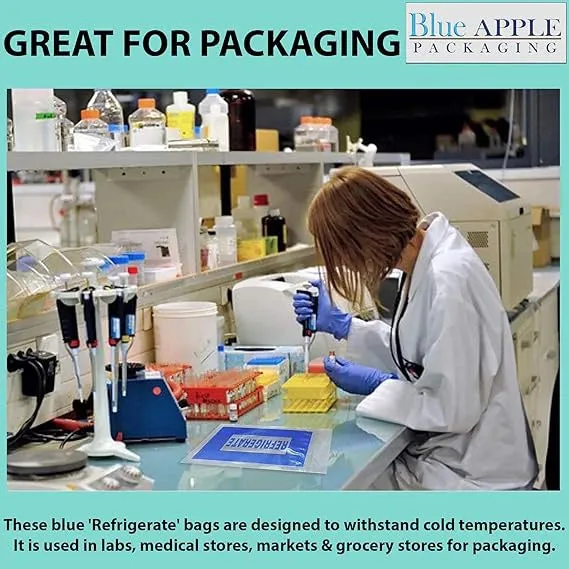 12X15 inches Refrigerator Bags (Printed) 2 Mil Zipper Reclosable for Pharmacy