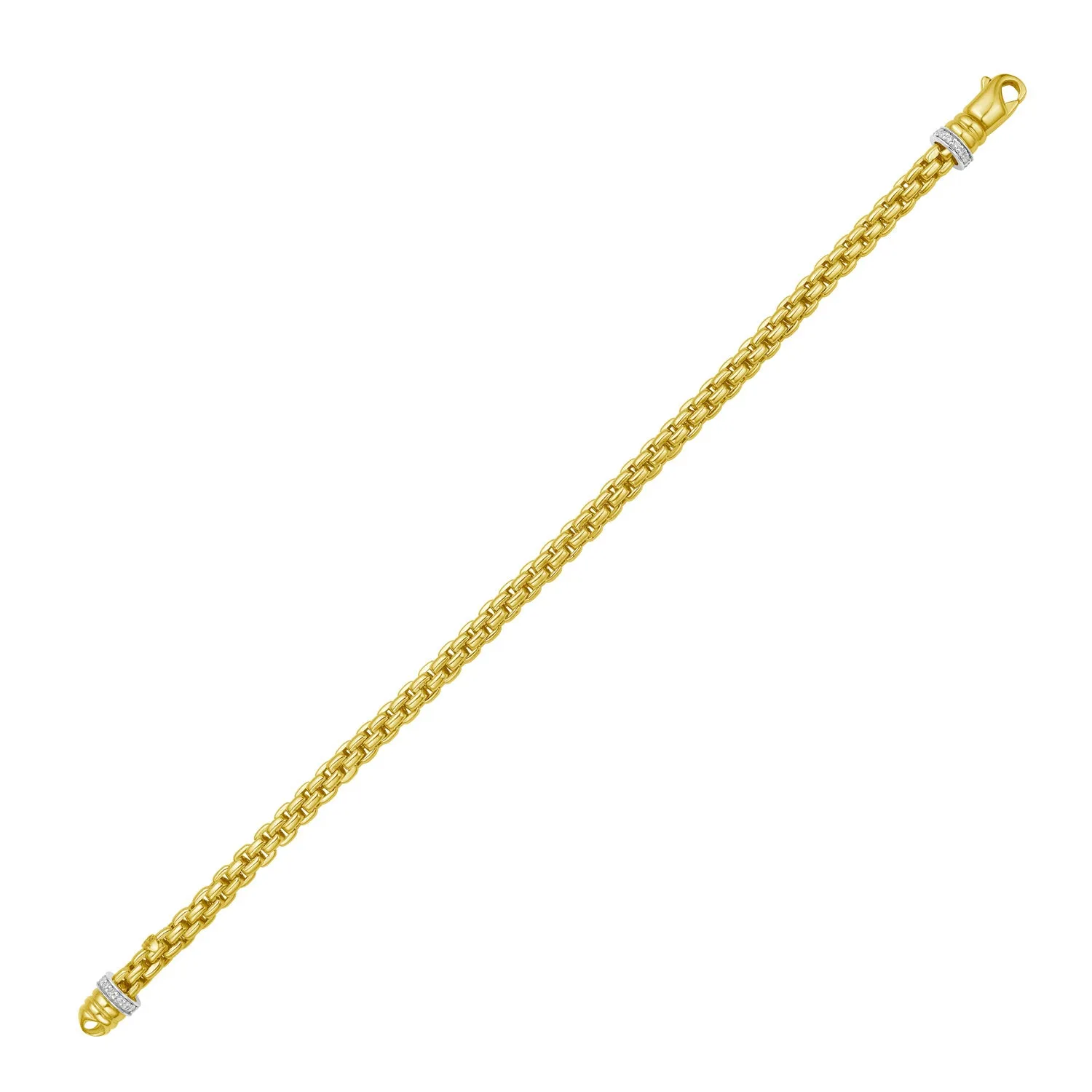 14K Diamond Clasp Venetian Link Bracelet