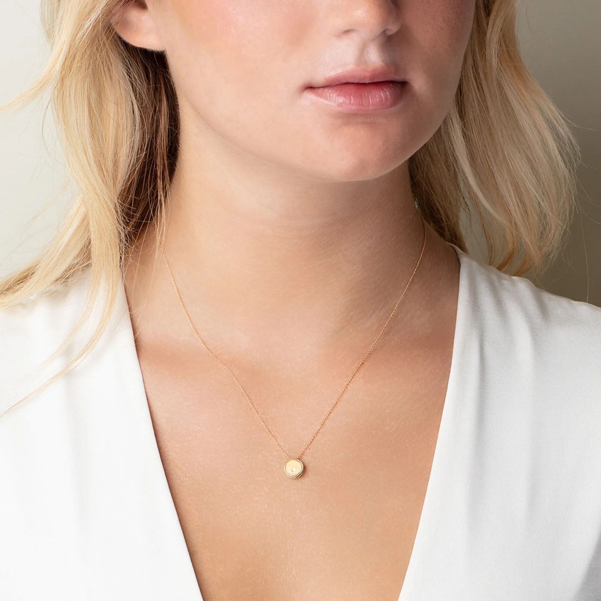 14K Gold & Diamond Round Piccolini Pendant