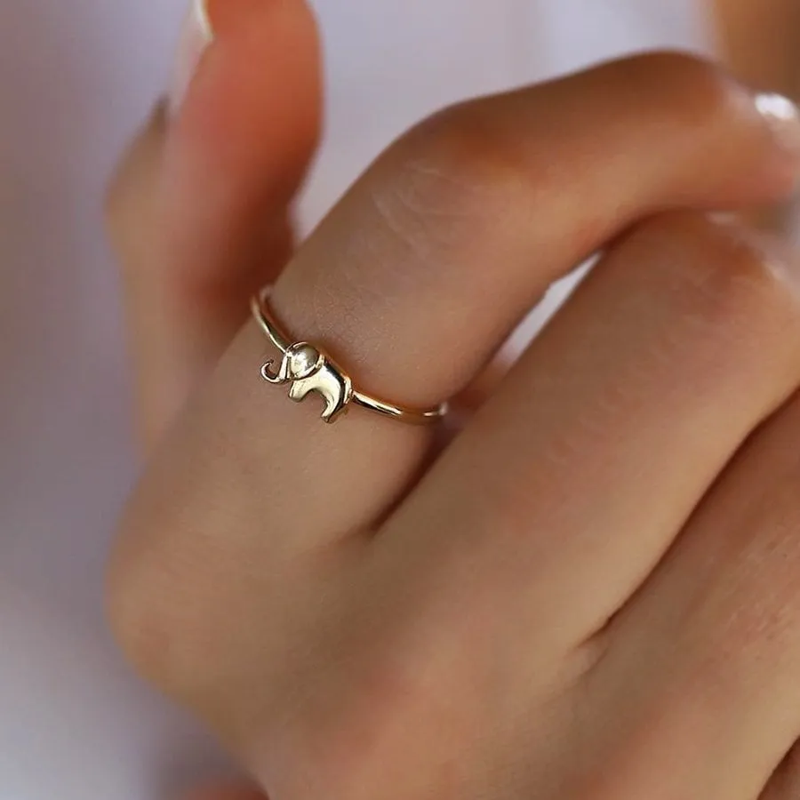 14k Gold Elephant Ring