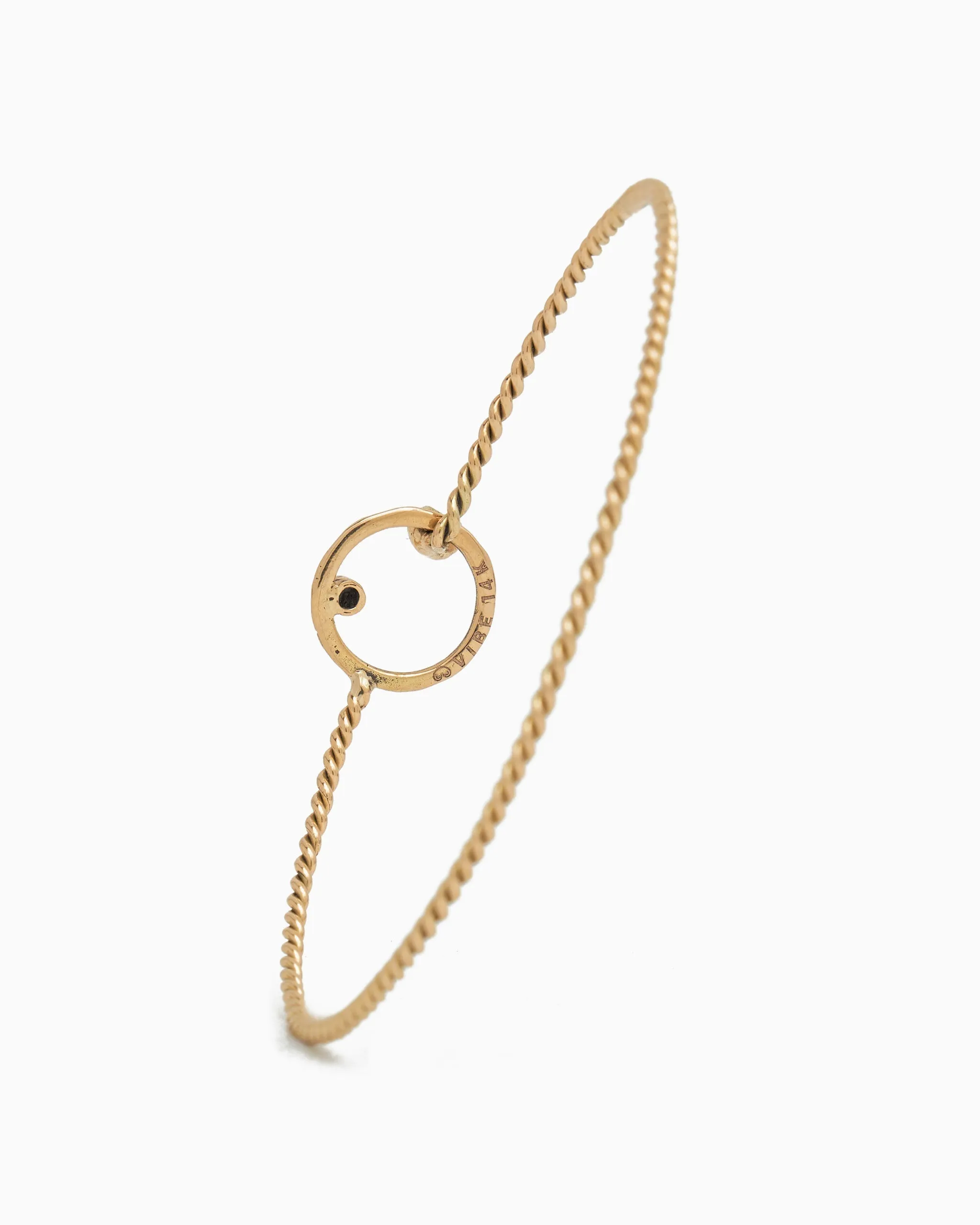 14K Gold One Love Twisted Hook Bracelet with Diamond