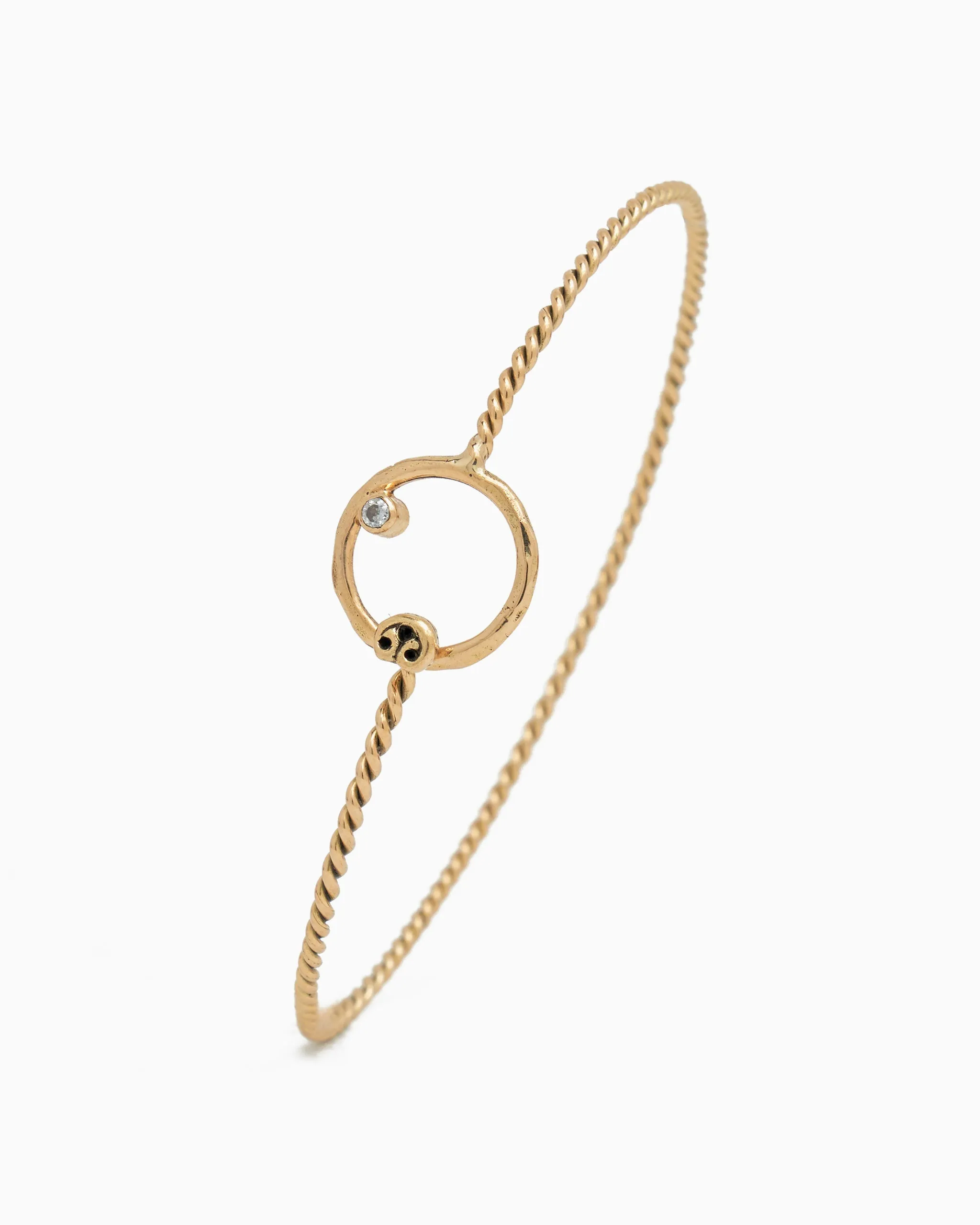 14K Gold One Love Twisted Hook Bracelet with Diamond