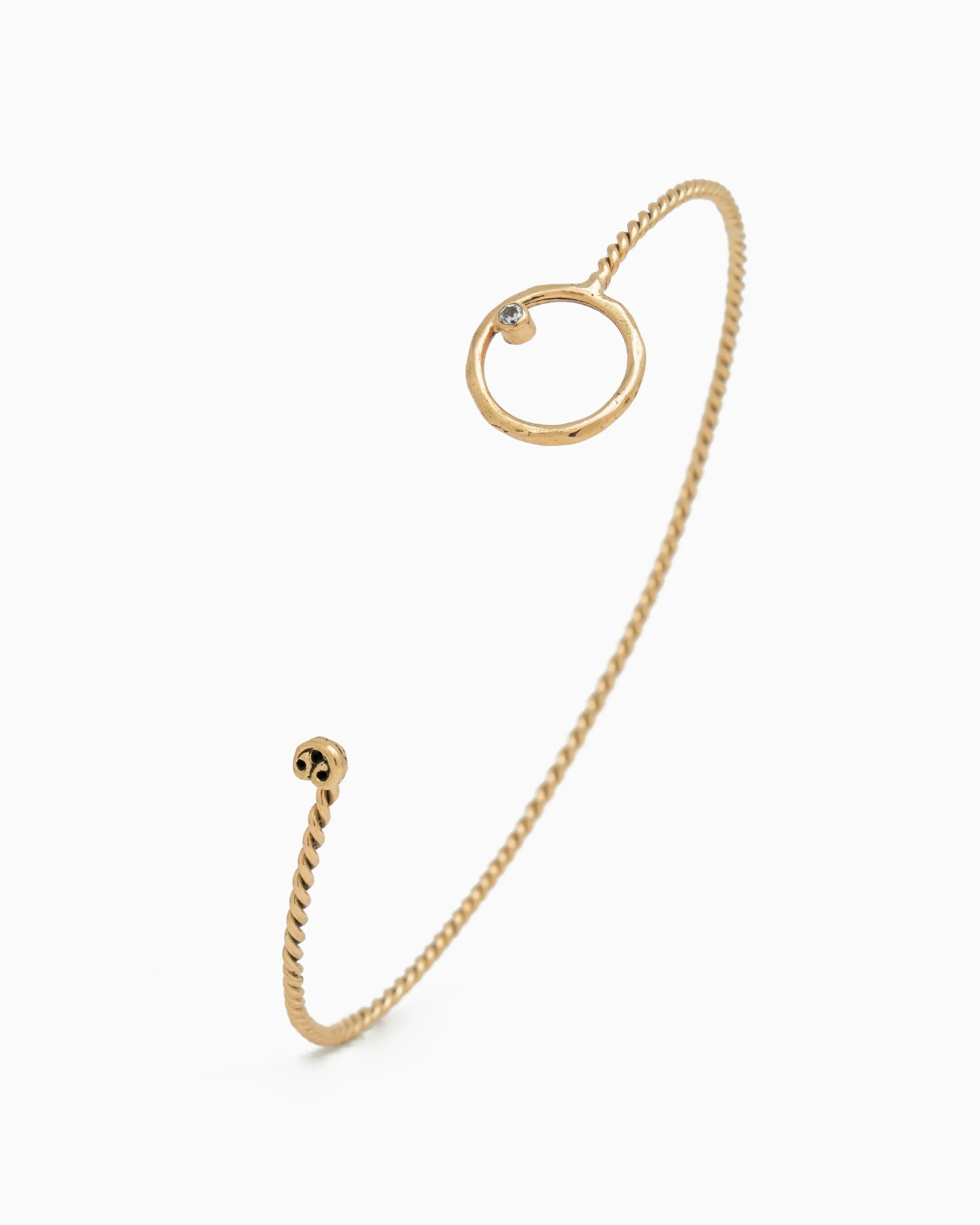 14K Gold One Love Twisted Hook Bracelet with Diamond
