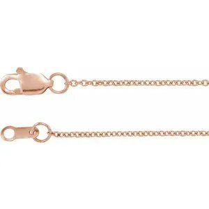 14K Rose 1 mm Solid Cable 16" Chain