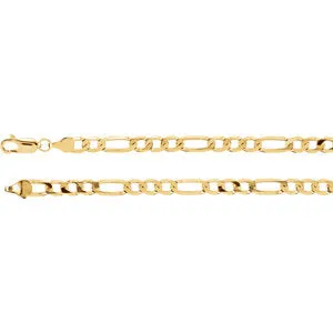 14K Yellow 5 mm Solid Figaro 7" Chain