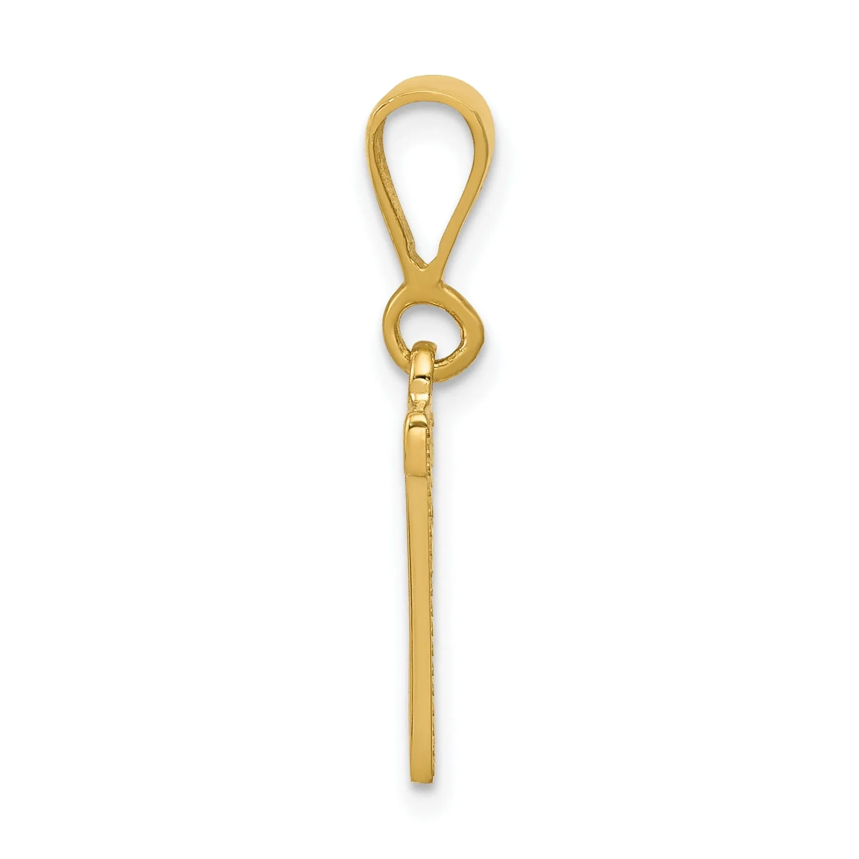14k Yellow Gold Polished Texture Finish Letter N Initial Charm Pendant