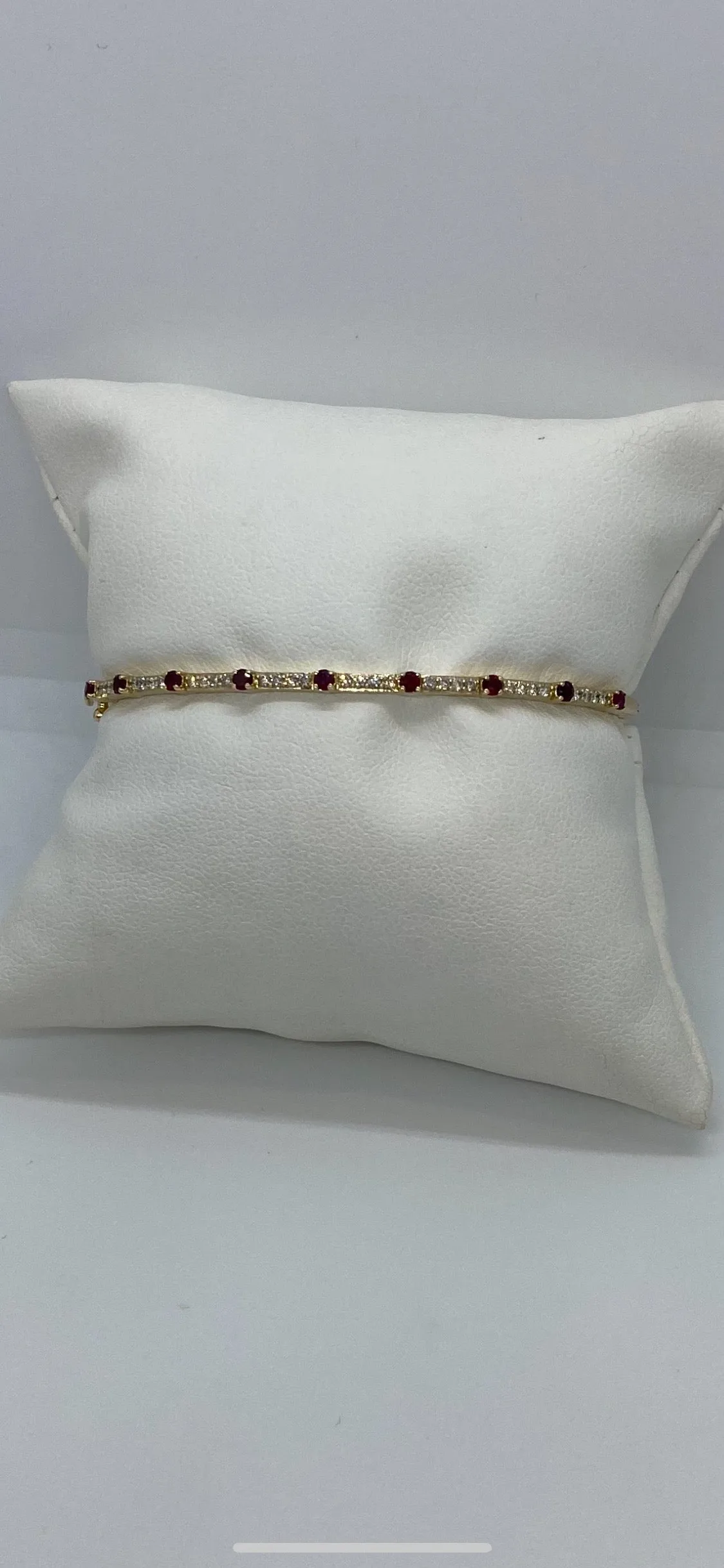 14K Yellow Gold with Diamonds   Ruby Bracelet*