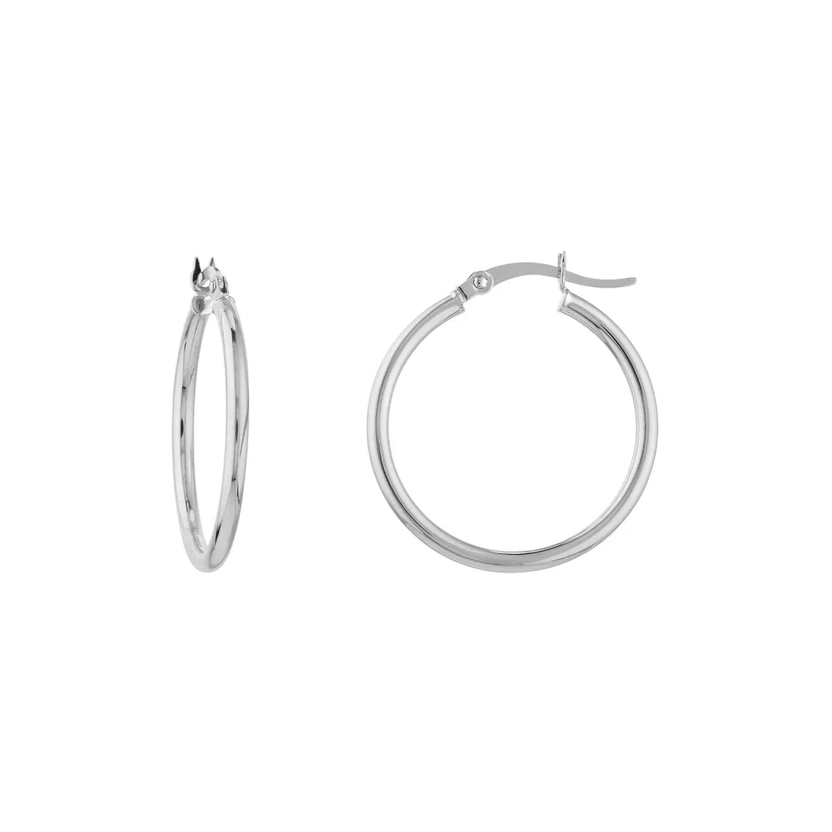 14kt Gold 2x20mm Round Tube Polished Hoops