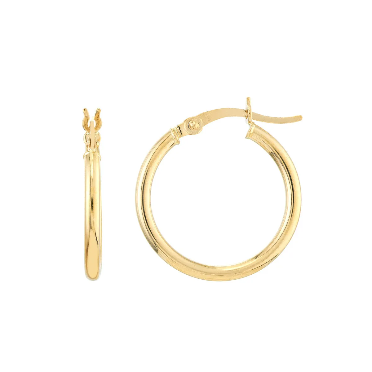 14kt Gold 2x20mm Round Tube Polished Hoops