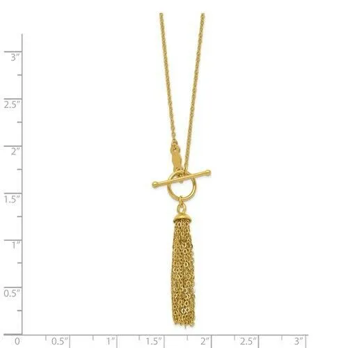14KT Yellow Gold Tassel Toggle Lariat Necklace
