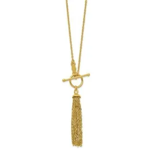 14KT Yellow Gold Tassel Toggle Lariat Necklace