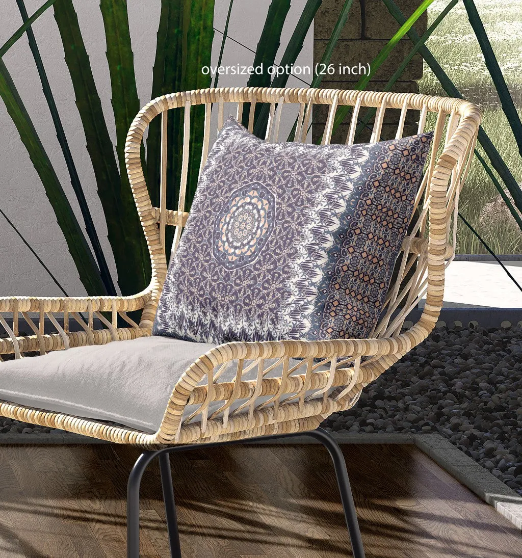 18” Gray Peach Holy Floral Indoor Outdoor Throw Pillow