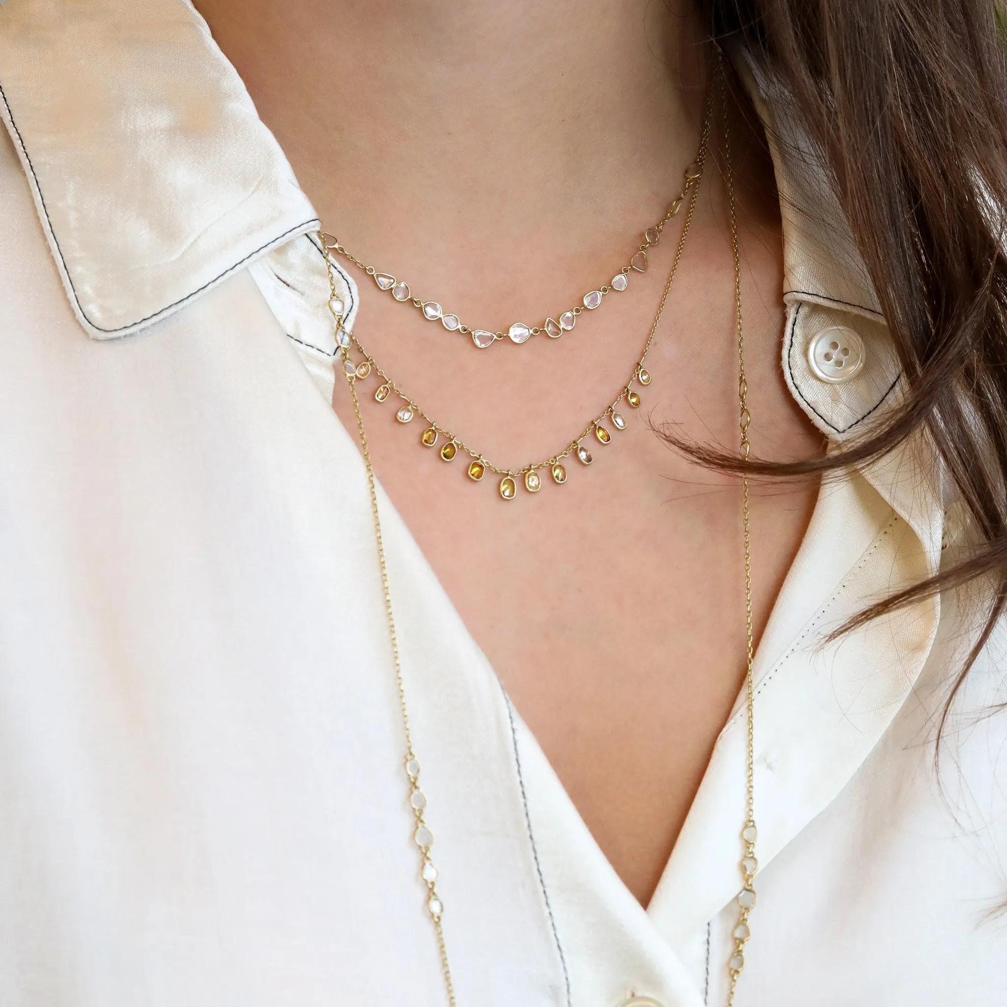 18K Gold Fancy-Colored Diamond Demi Fringe Necklace