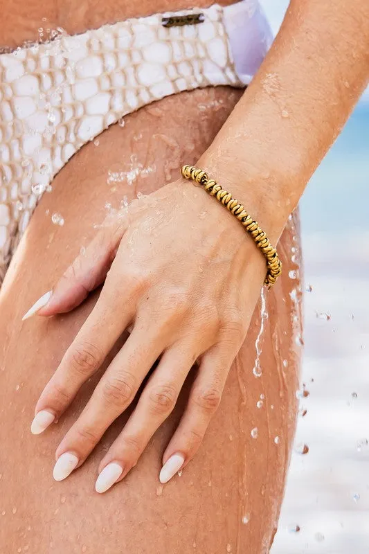 18K Gold plated twisted bead chain bracelet