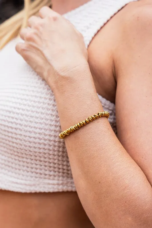 18K Gold plated twisted bead chain bracelet