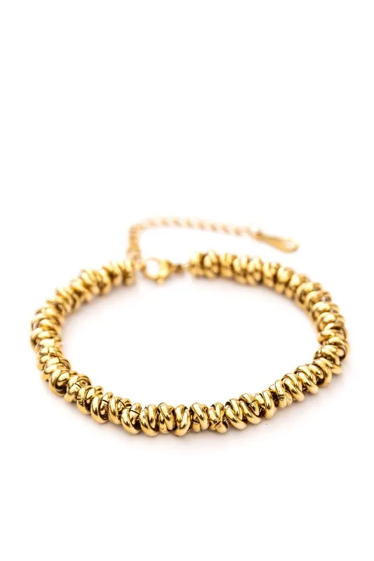 18K Gold plated twisted bead chain bracelet