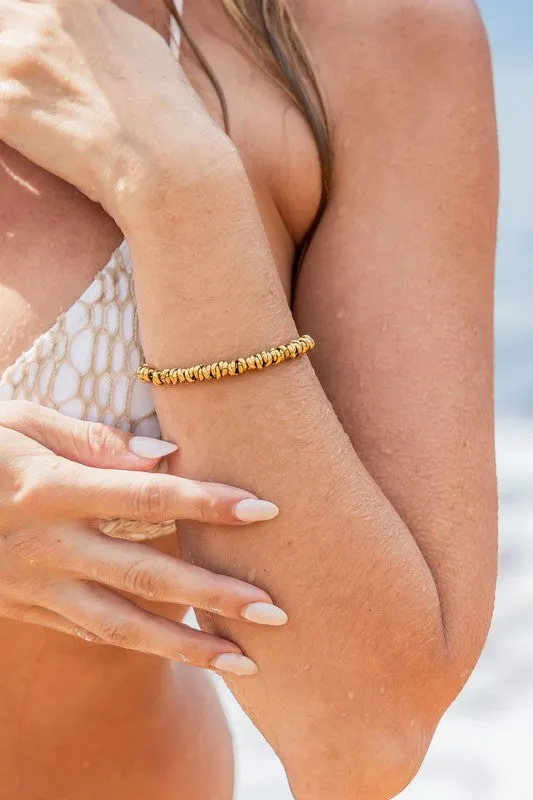 18K Gold plated twisted bead chain bracelet