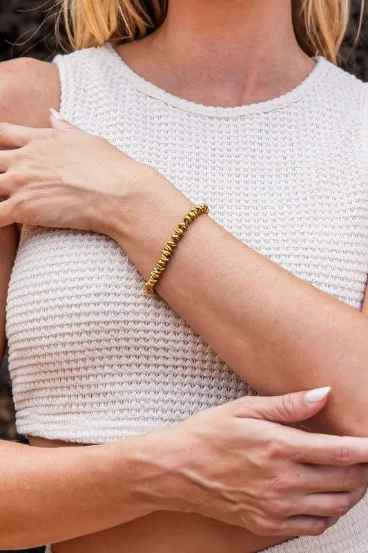 18K Gold plated twisted bead chain bracelet