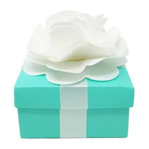 20 Count Robin Egg Blue Favor Gift Boxes with White Flower Ribbon 4x4x2