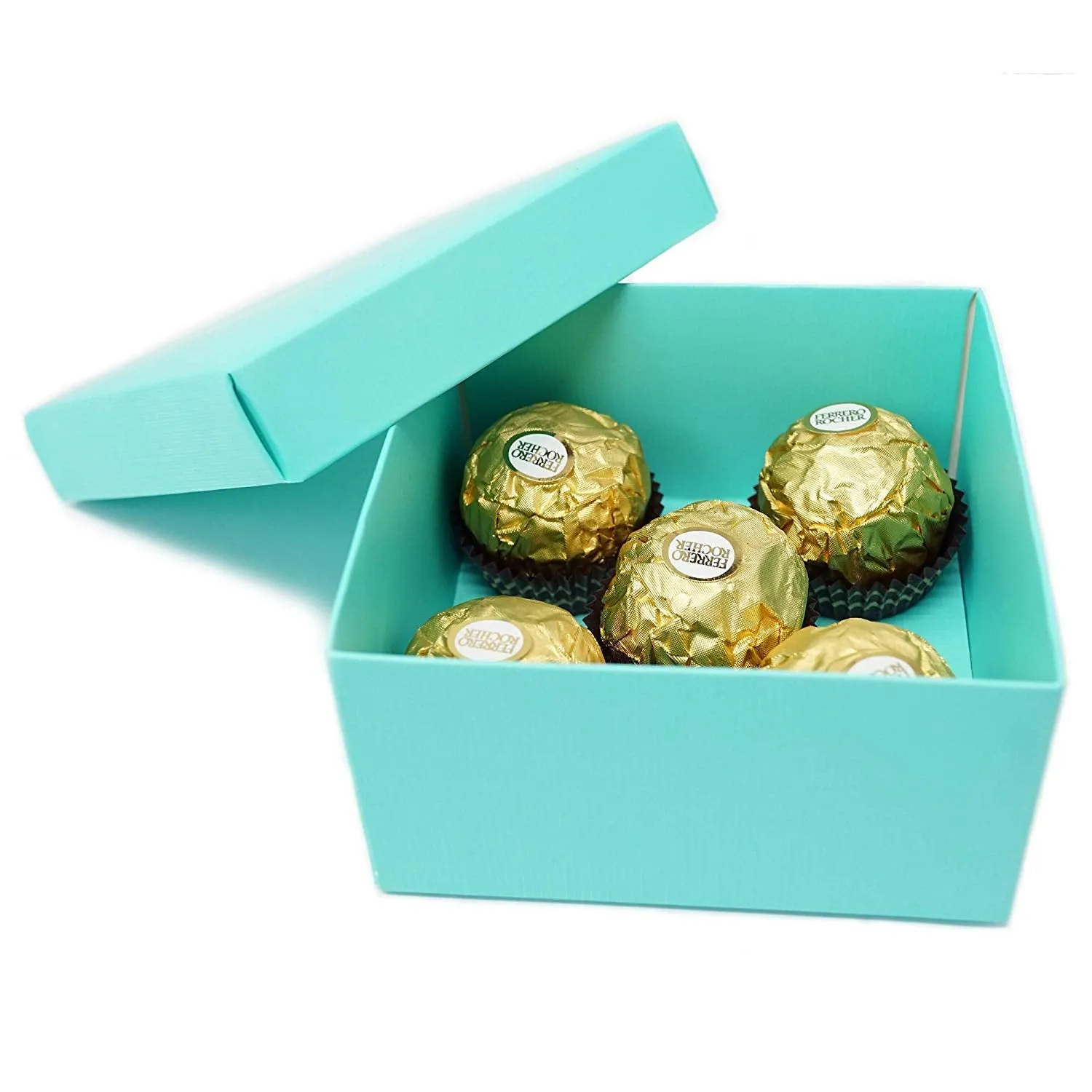20 Count Robin Egg Blue Favor Gift Boxes with White Flower Ribbon 4x4x2