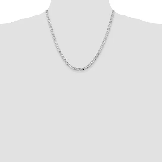 20" Sterling Silver Rhodium-plated 4.5mm Figaro Chain