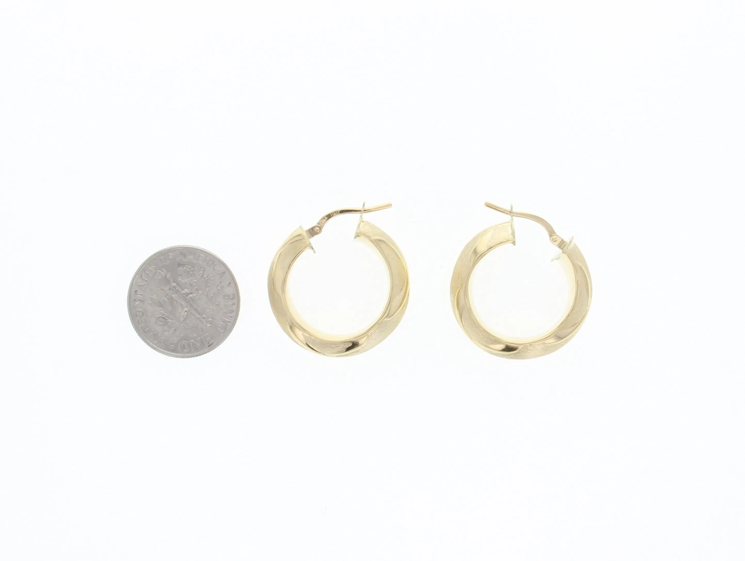22MM Satin Finish 14k Yellow Gold Classic Hoops