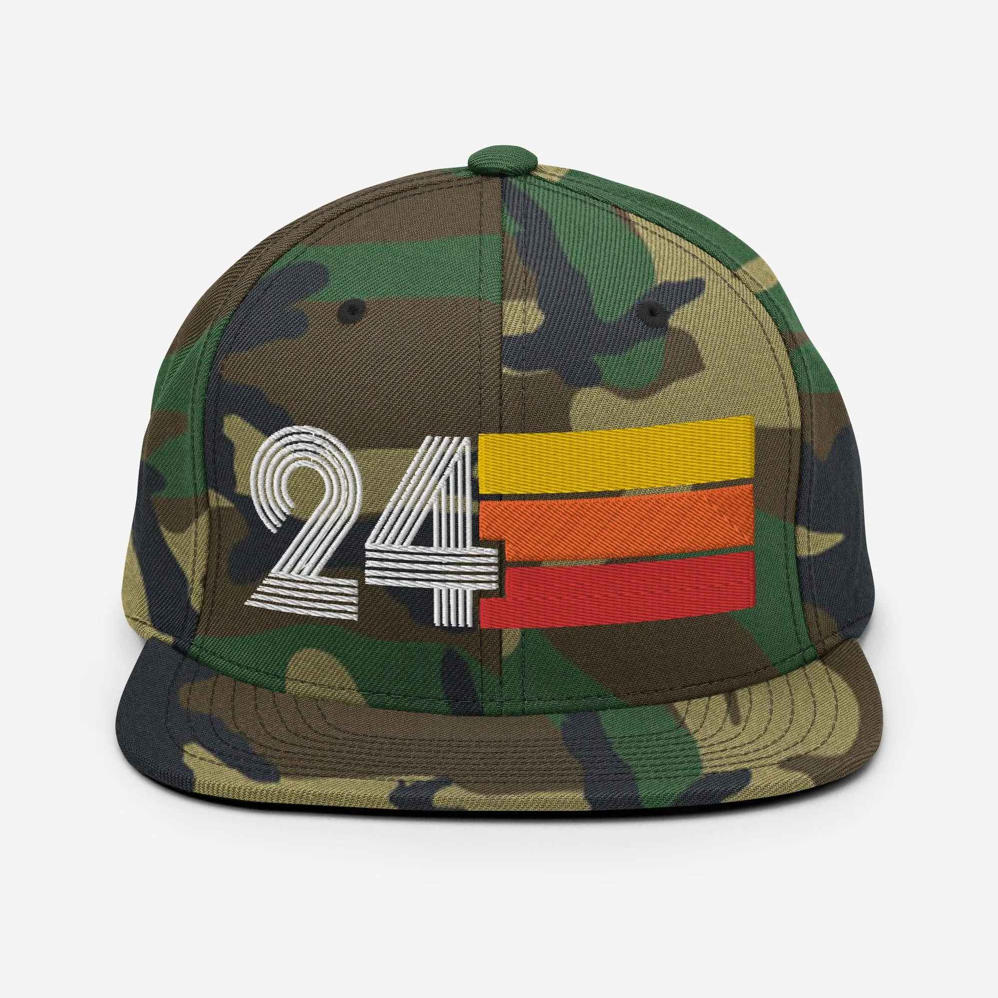 24 - Number Twenty Four 24th Birthday Gift Idea Flat Bill Snapback Hat for Men and Women