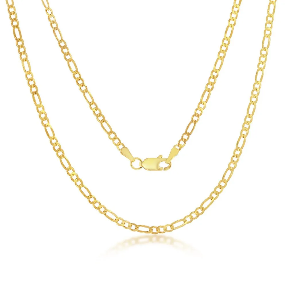 24" Gold Plated Sterling Silver 2.8mm Figaro Chain