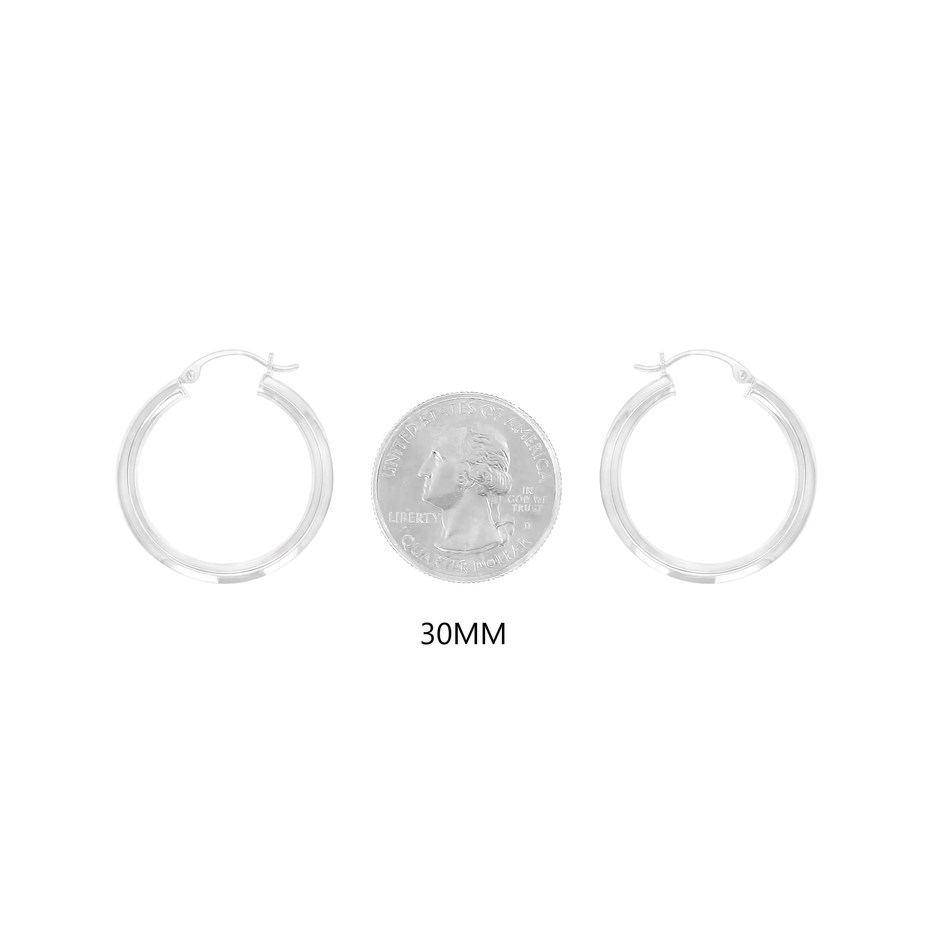 25MM or 30MMPolished 14k White Gold Hoops