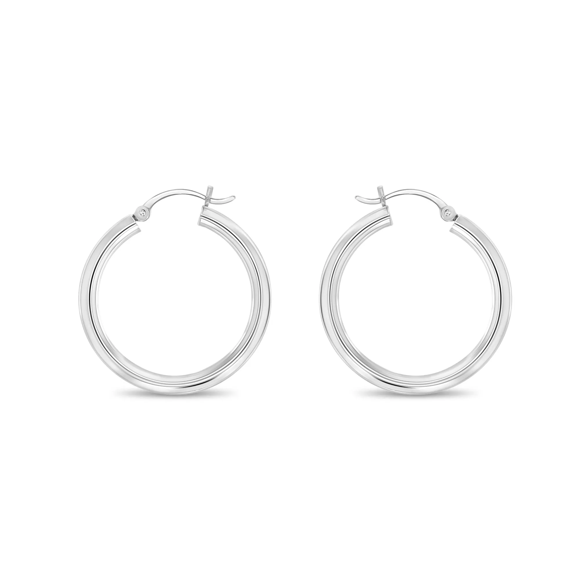 25MM or 30MMPolished 14k White Gold Hoops