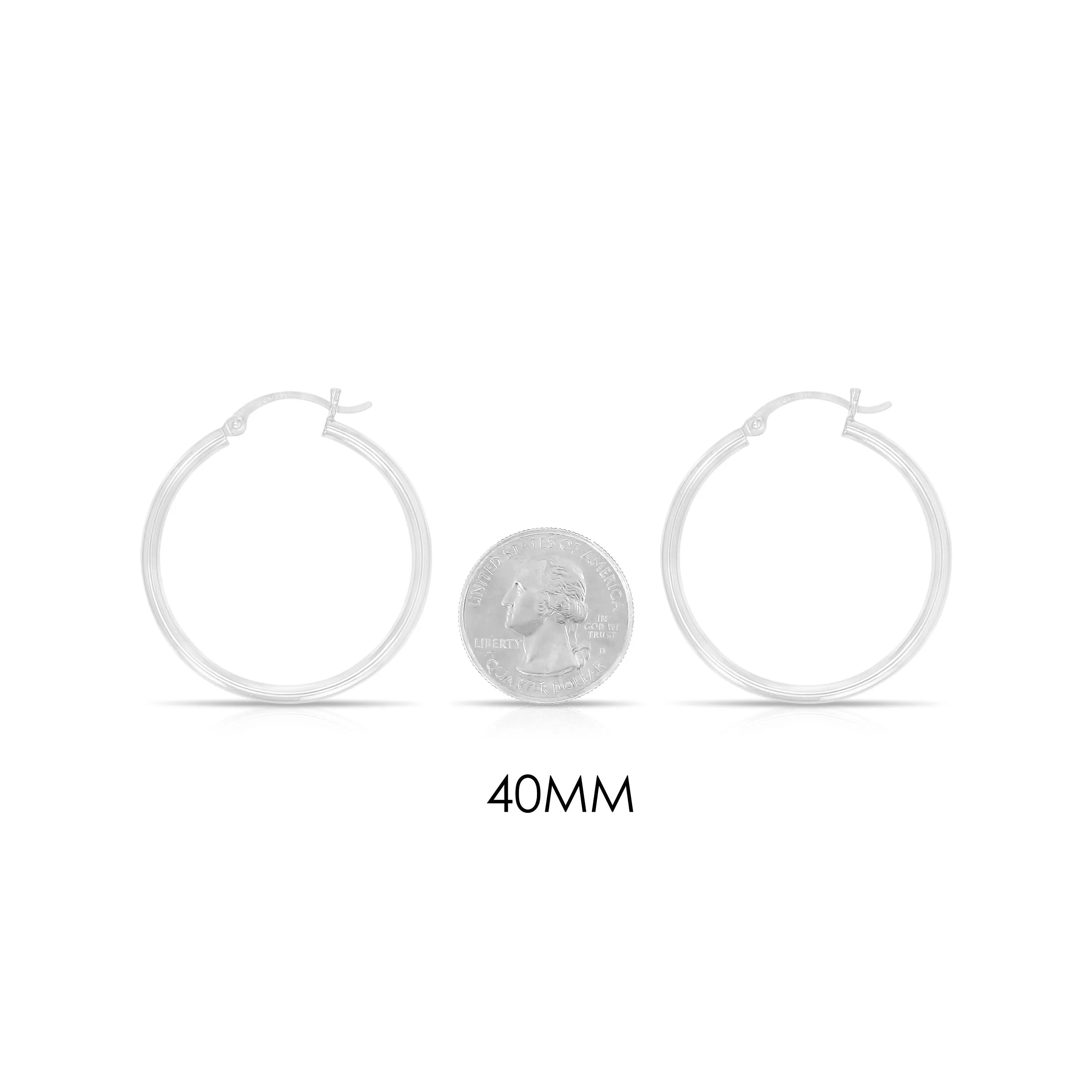 25MM or 30MMPolished 14k White Gold Hoops