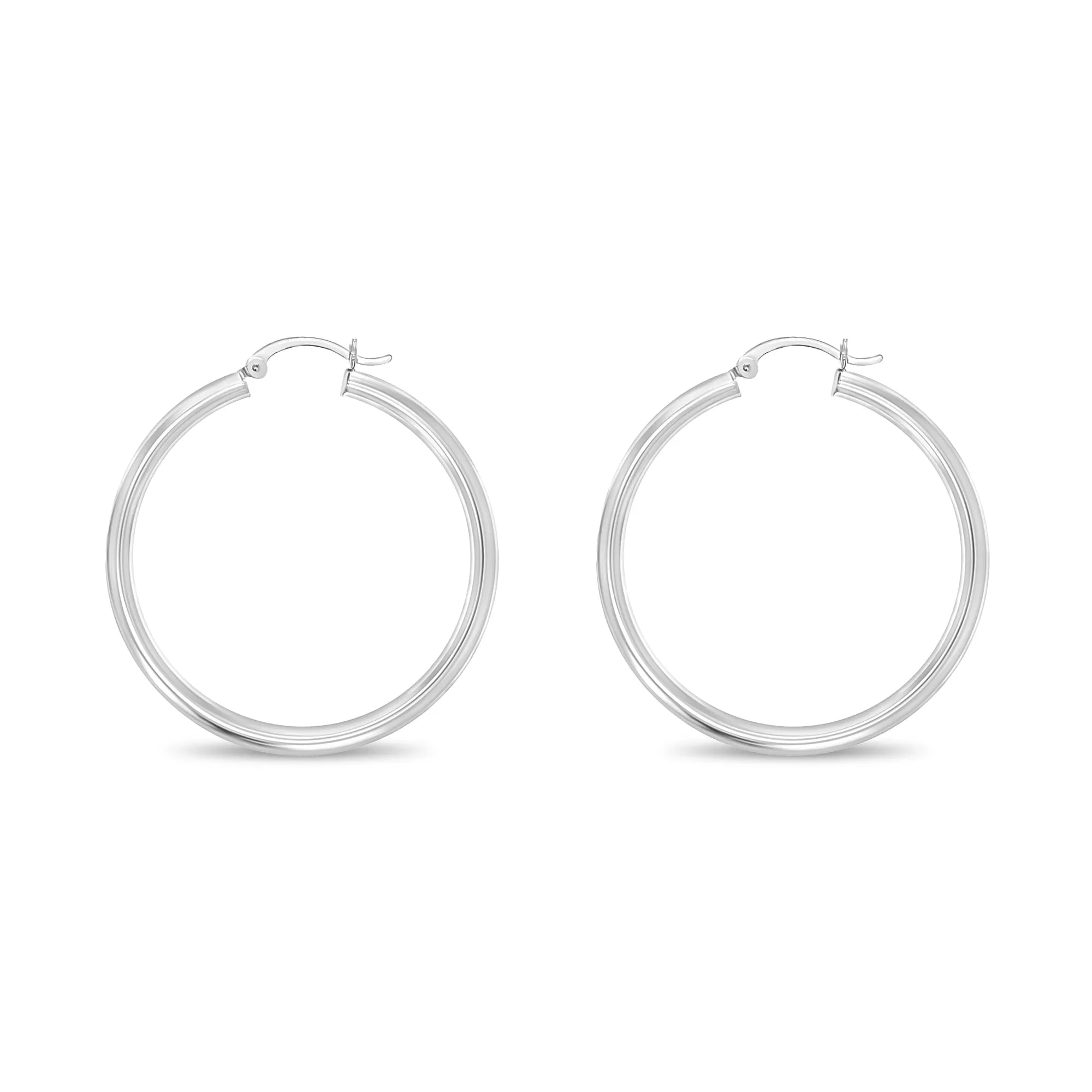 25MM or 30MMPolished 14k White Gold Hoops