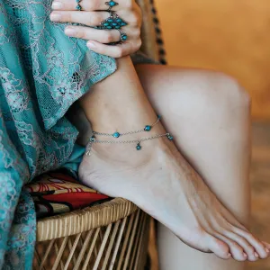 3 Stone Silver Anklet