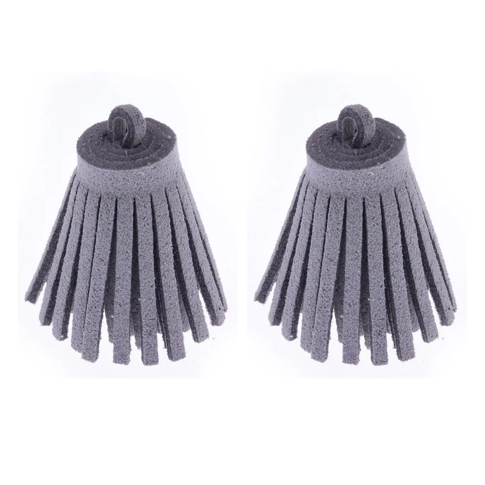 3CM Fiber Tassel Artificial Leather Tassel Fringe Tassels cute fat tassel DIY jewelry Accessories Pendent Charms Findings gray 10pcs