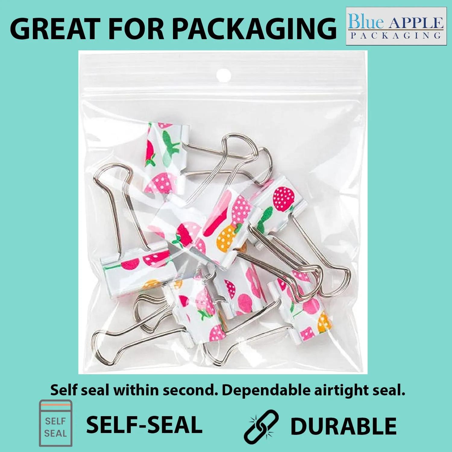 3X3 inches Reclosable Poly Bags with Hang Hole 2 Mil (LDPE) Single Track Zipper