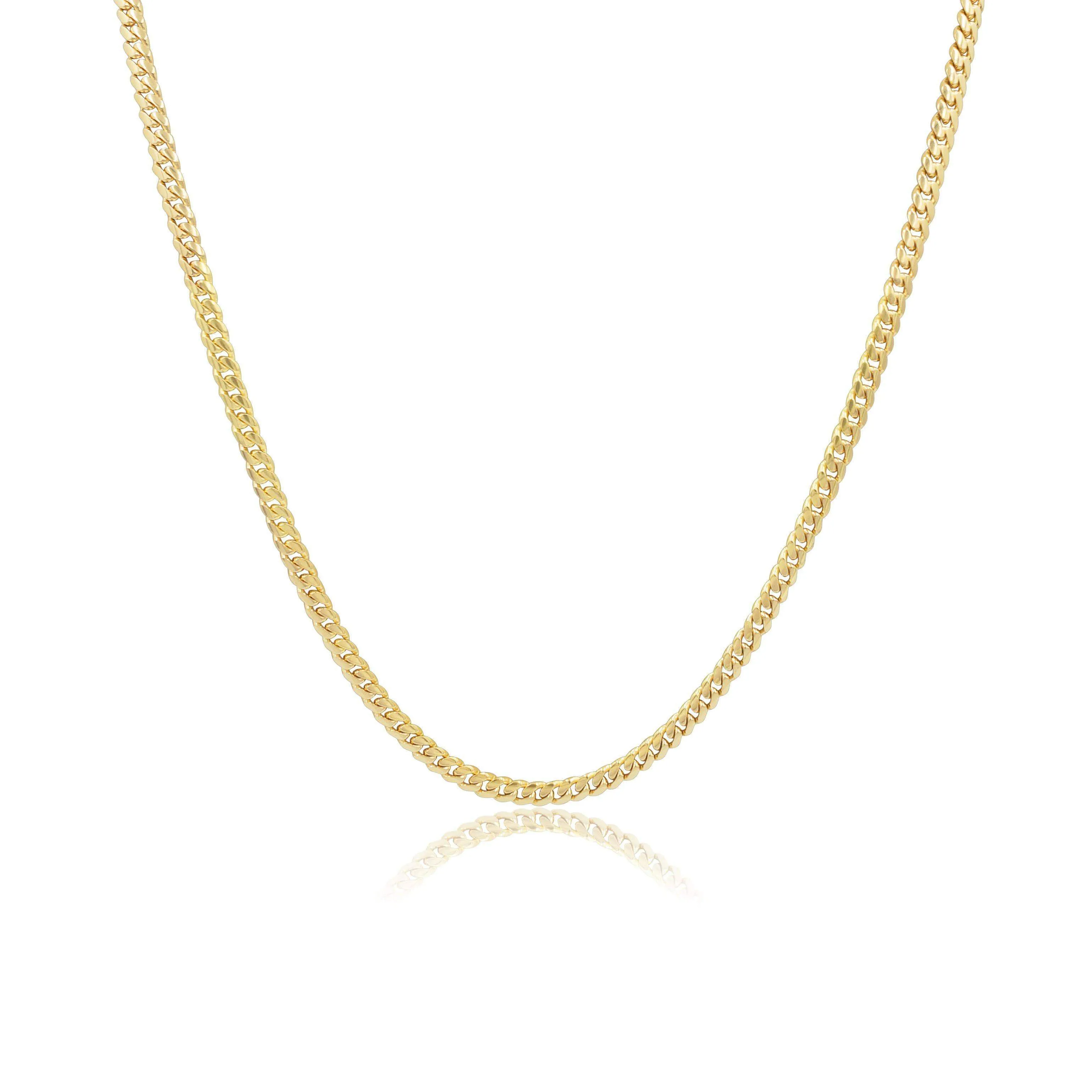 4mm machine-made solid Cuban Link Chain in 14K Gold