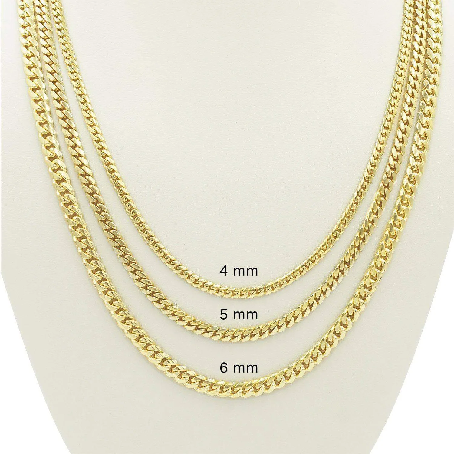 4mm machine-made solid Cuban Link Chain in 14K Gold