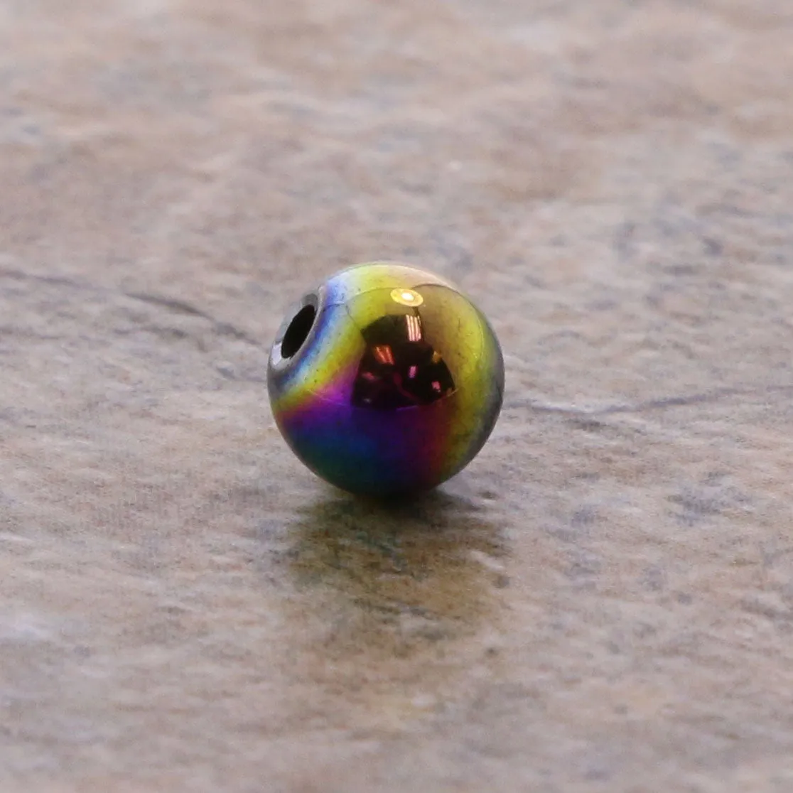 6mm Magnetic Hematite Rainbow Round Mh47