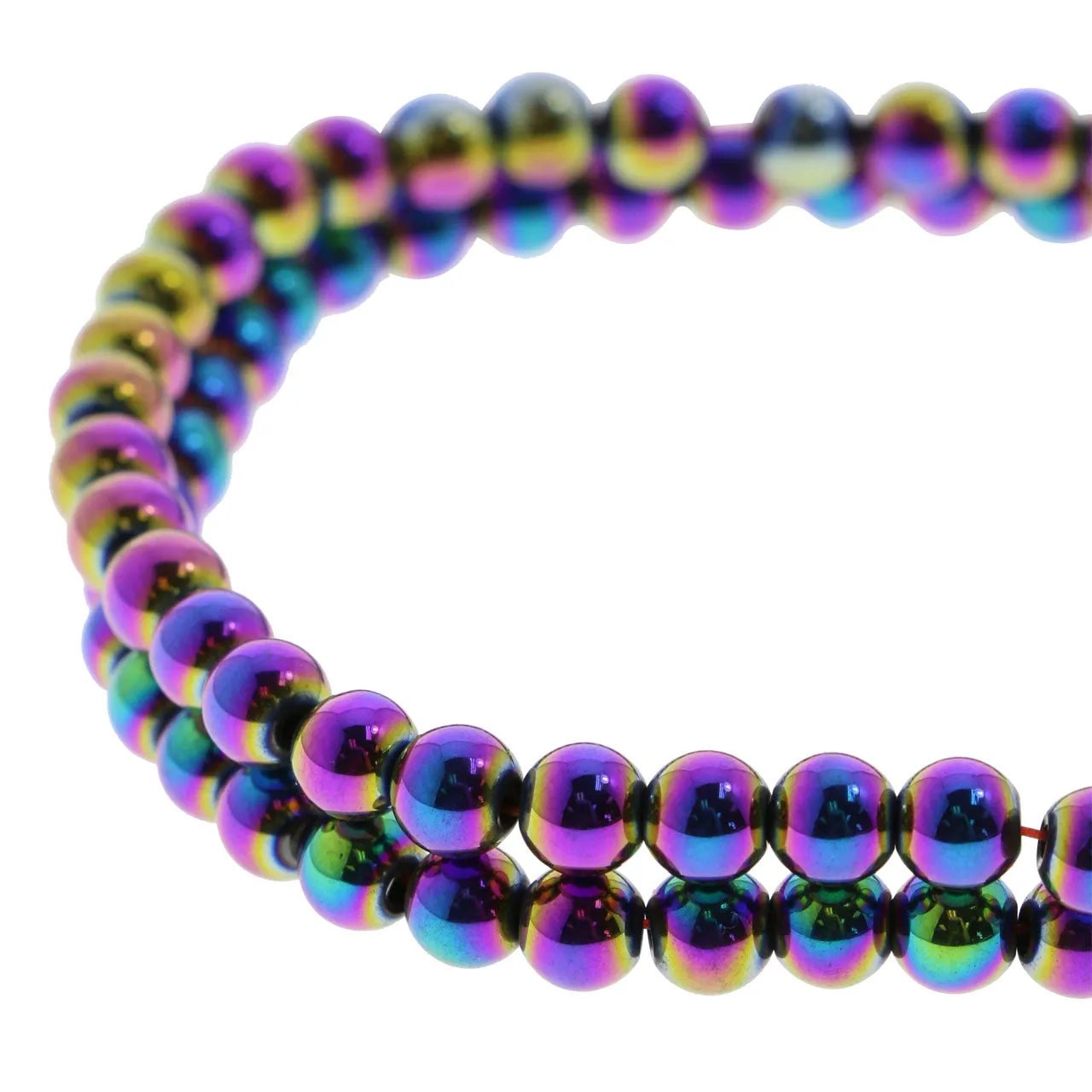 6mm Magnetic Hematite Rainbow Round Mh47