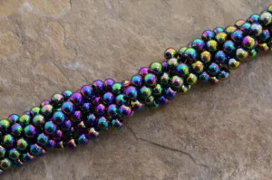 6mm Magnetic Hematite Rainbow Round Mh47