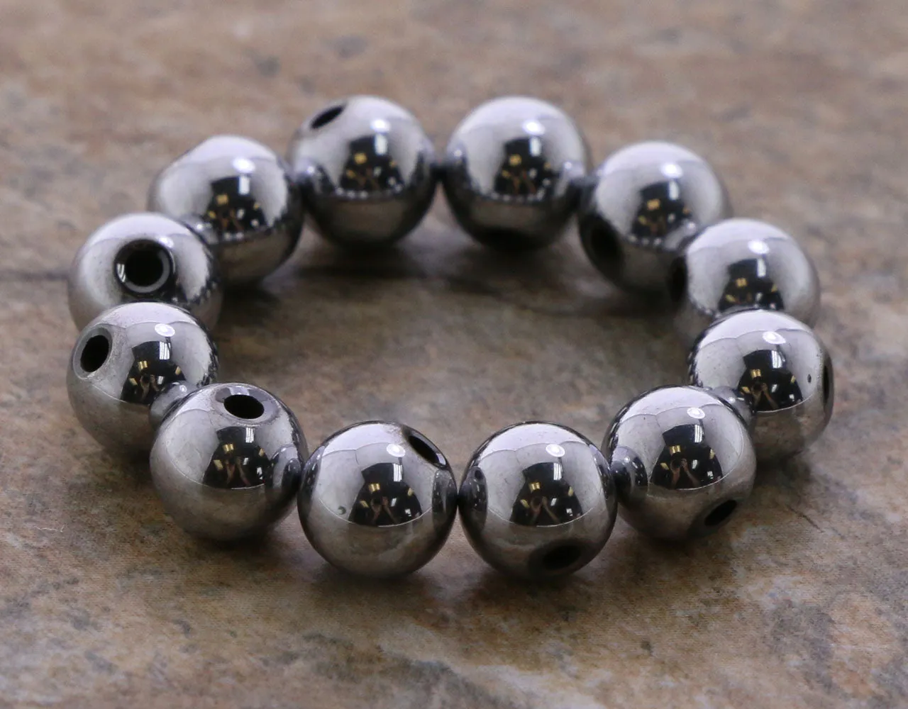 6mm Magnetic Hematite Round Silverplate Mh57